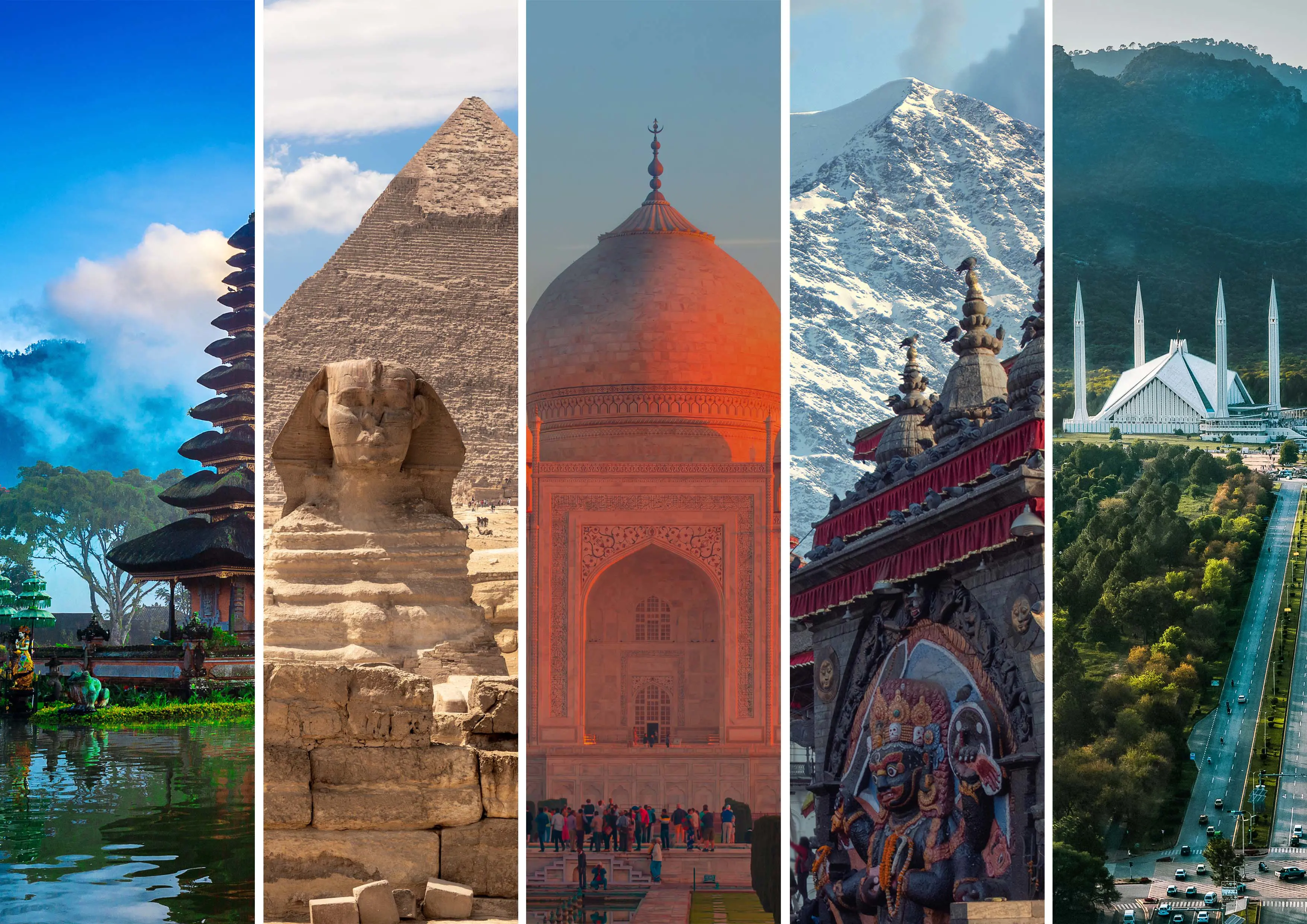 Billeder af top fem destinationer i FOREX Ferieindeks